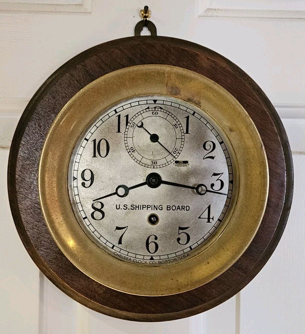 Antique 1916 CHELSEA WWI U.S. Shipping Board Nautical Brass Porthole Ship Clock
