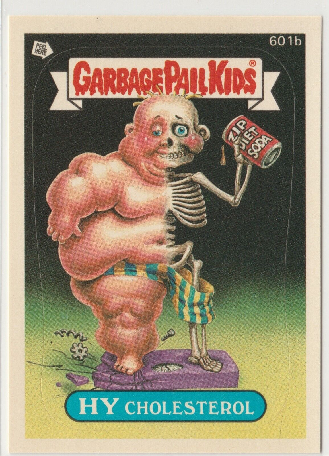 Garbage Pail Kids Hy Cholesterol #601b RARE DIE CUT 1988 Series 15 GPK 7517
