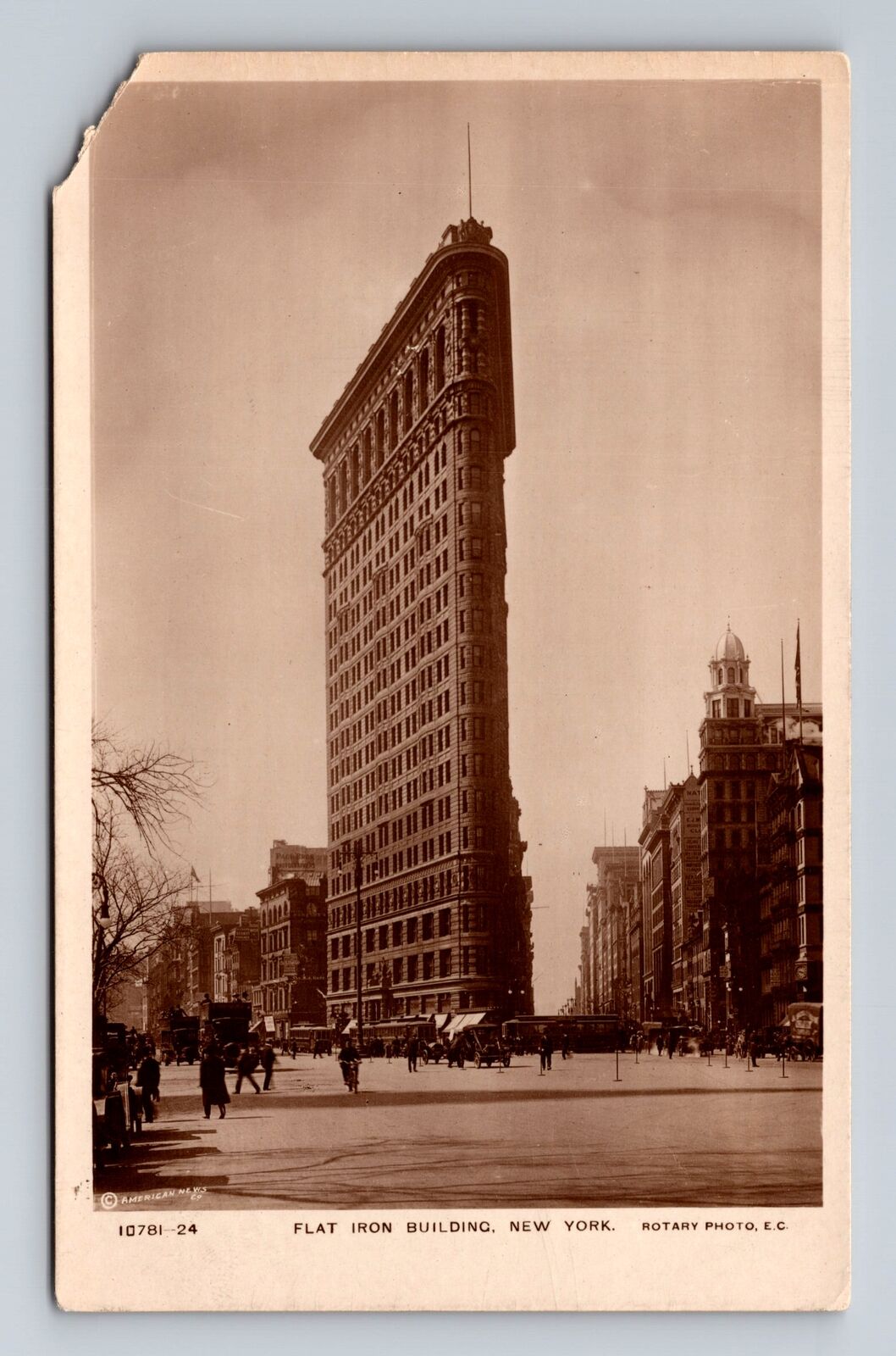 New York City, Panoramic View Flat Iron Building, Antique Vintage Postcard