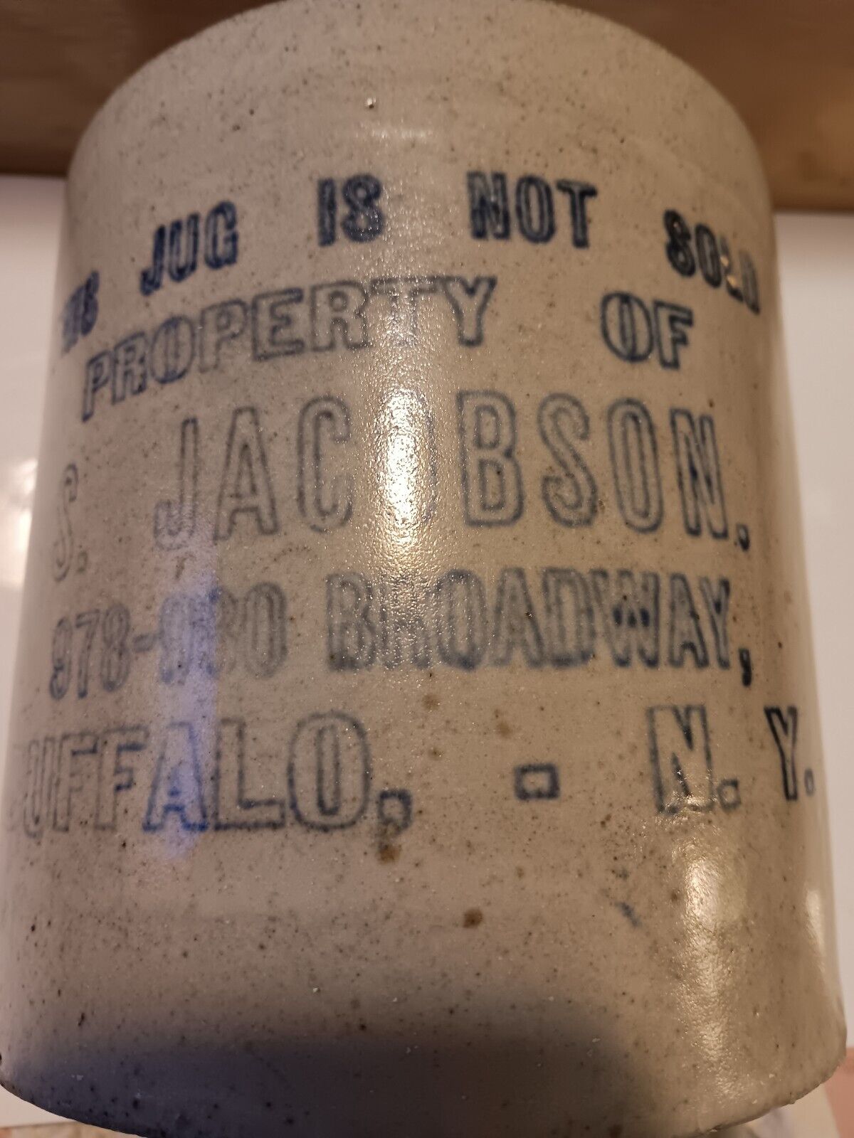 Antique S. Jacobson Broadway Ave Buffalo NY Whiskey Jug Stoneware