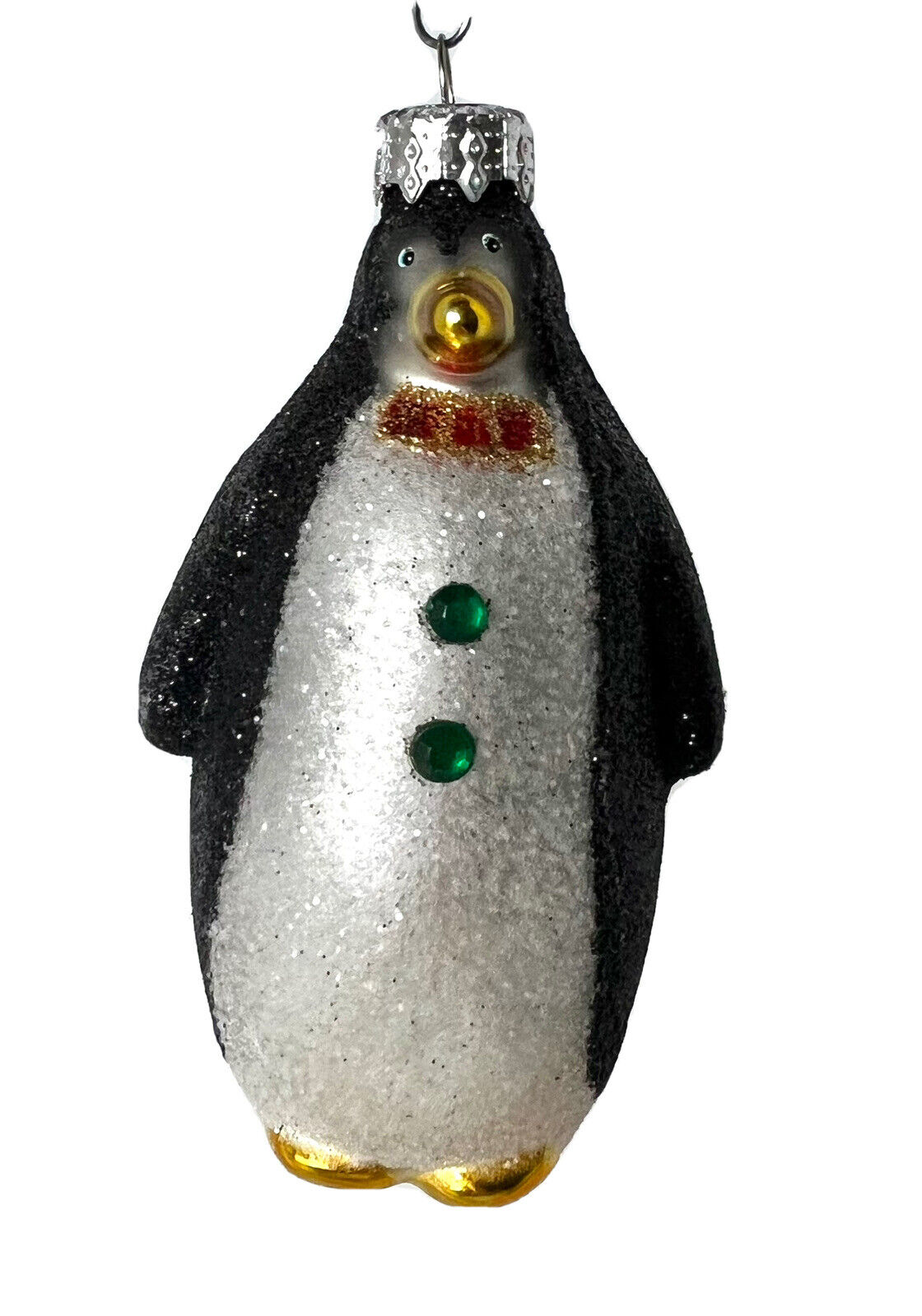 Glass Glitter Penguin Animal Christmas Ornament 3.5\