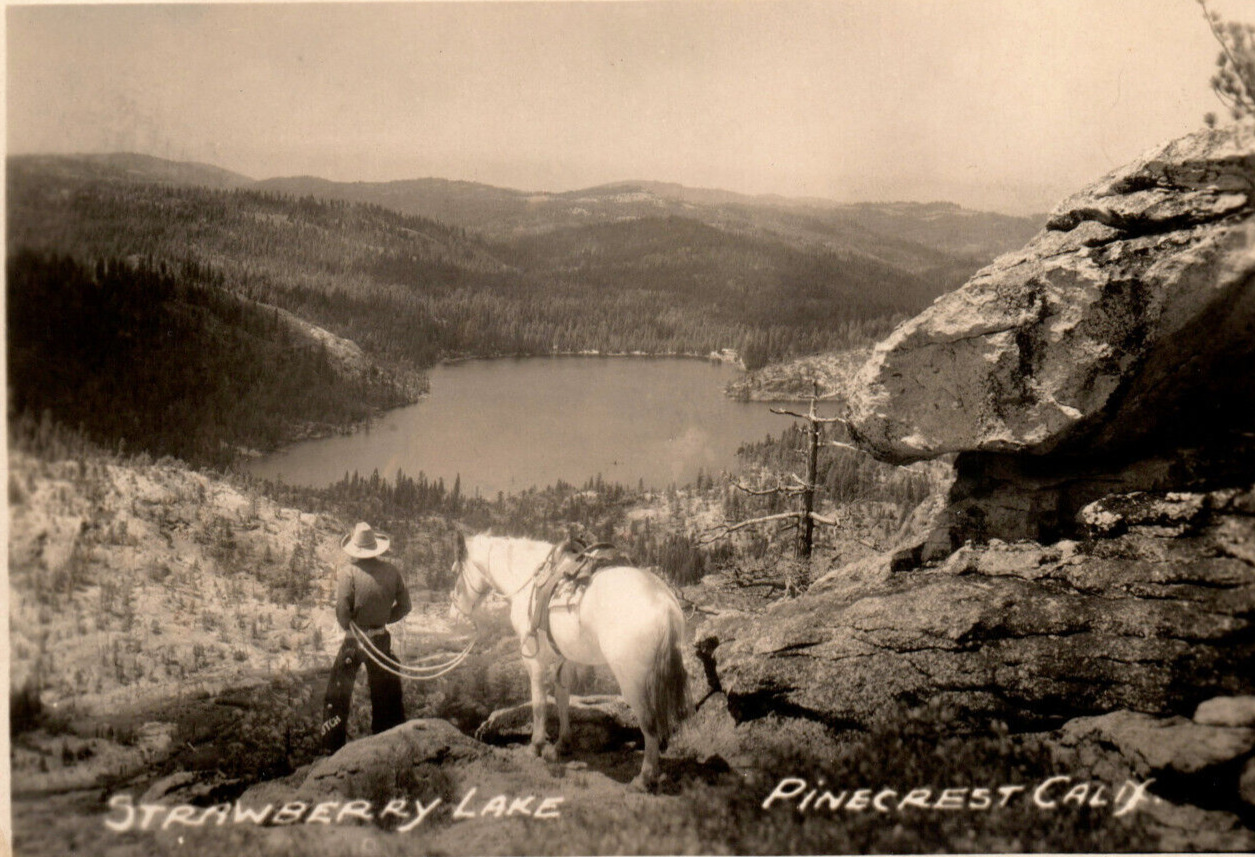 Pinecrest California Cowboy Strawberry Lake Real Photo Postcard RPPC