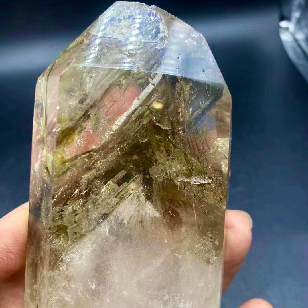 359G Rare TOP Natural Clear Green Phantom Ghost Garden Quartz Crystal specimen
