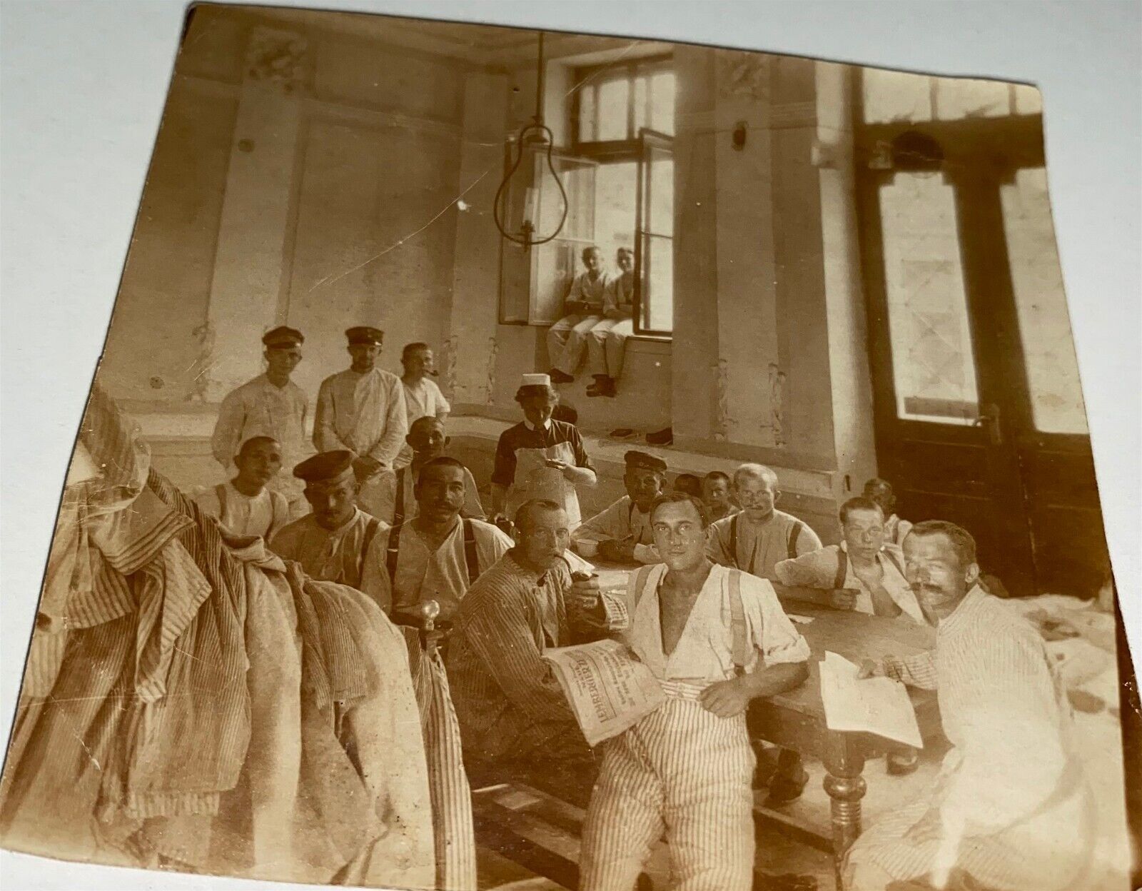 Rare Antique World War I Hospital Injured Soldiers Snapshot Photo Lviv Newspaper