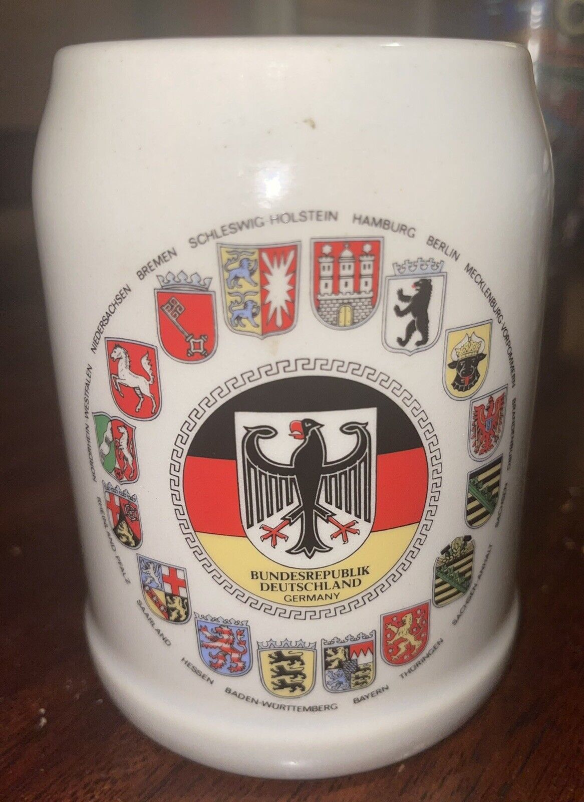 German Ceramic Large Beer Mug with Crests Of Each Province WS Qualitat