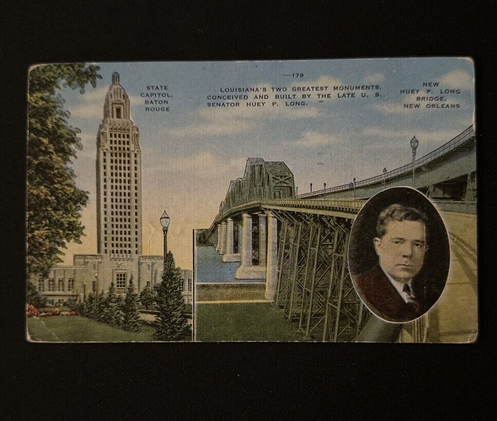 Louisiana State Capitol, Baton Rouge & Huey P Long Bridge, New Orleans LA