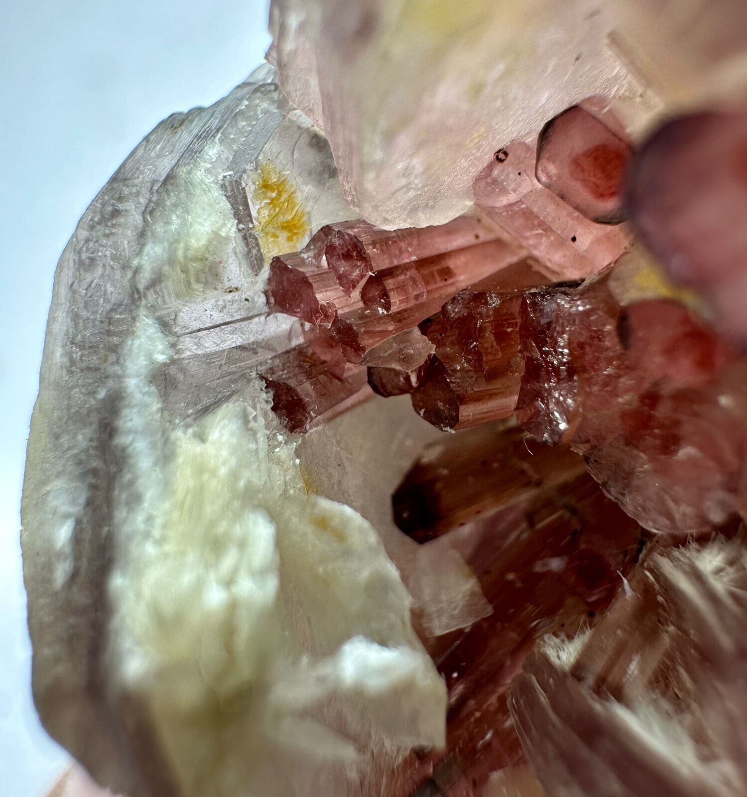 209Ct Full Terminated Rare Quality Pink Tourmaline Crystals On Pinkish Mica @afg