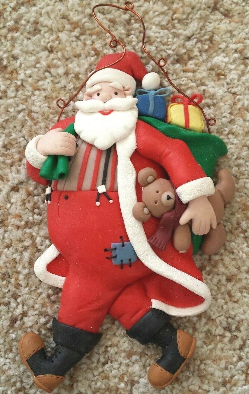 Santa Claus and Sack of Toys Christmas Wall Hanging or Ornament 6 1/2\