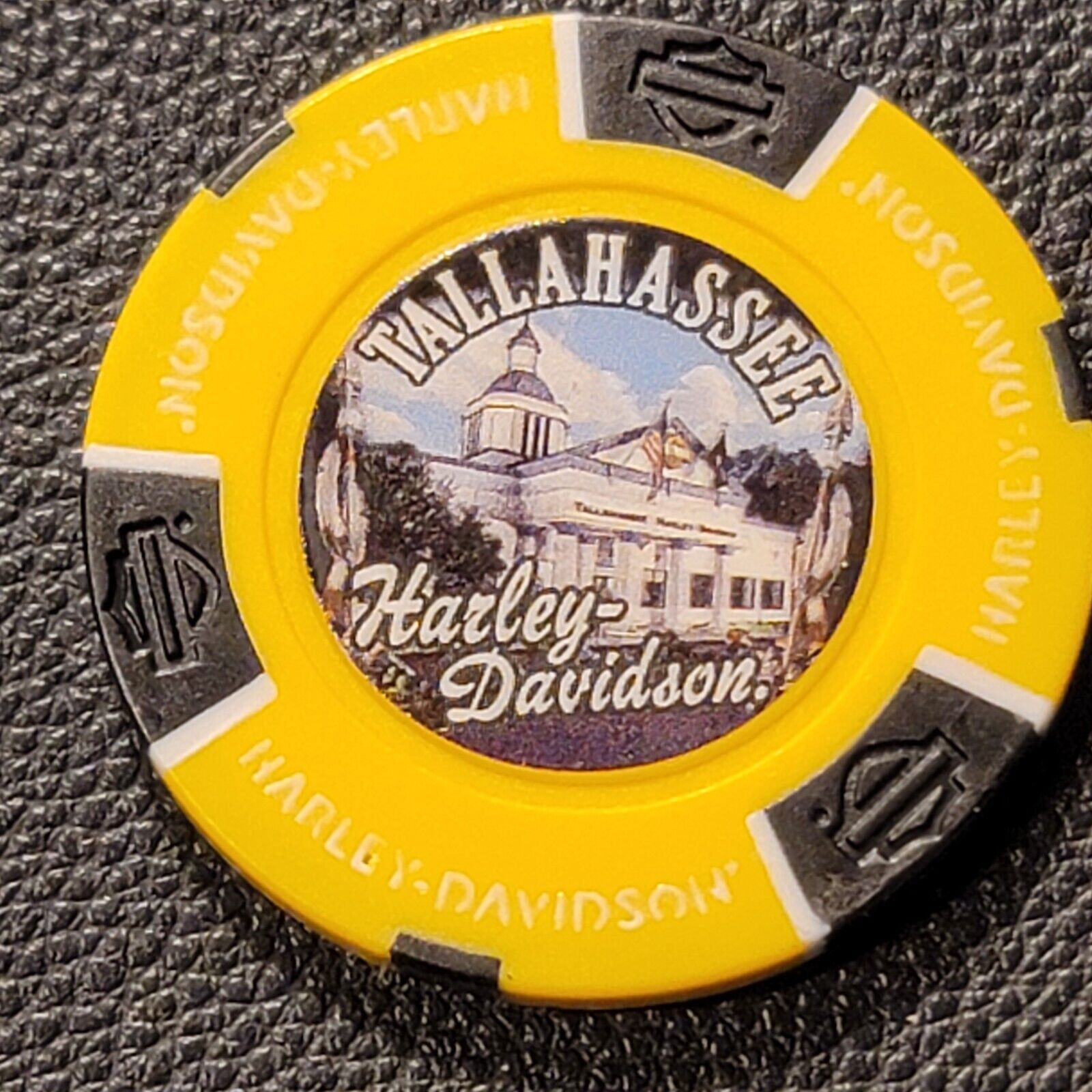 TALLAHASSEE HD ~ FLORIDA (Yellow/Blk Full Color) Harley Davidson Poker Chip