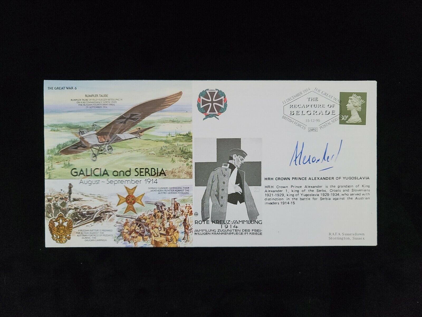 Rare Royalty Crown Prince Alexander Serbia Signed Envelope Royal Document Stamp