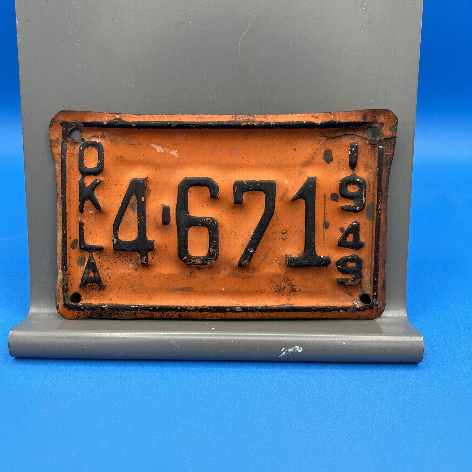 1949 Oklahoma Motorcycle License Plate Tag For Your Classic Harley Or Indian