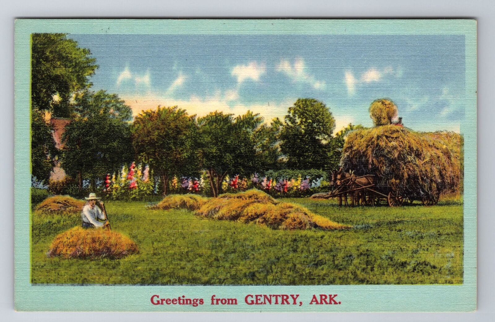 Gentry AR-Arkansas, General Greetings, Farm, Antique, Vintage Souvenir Postcard