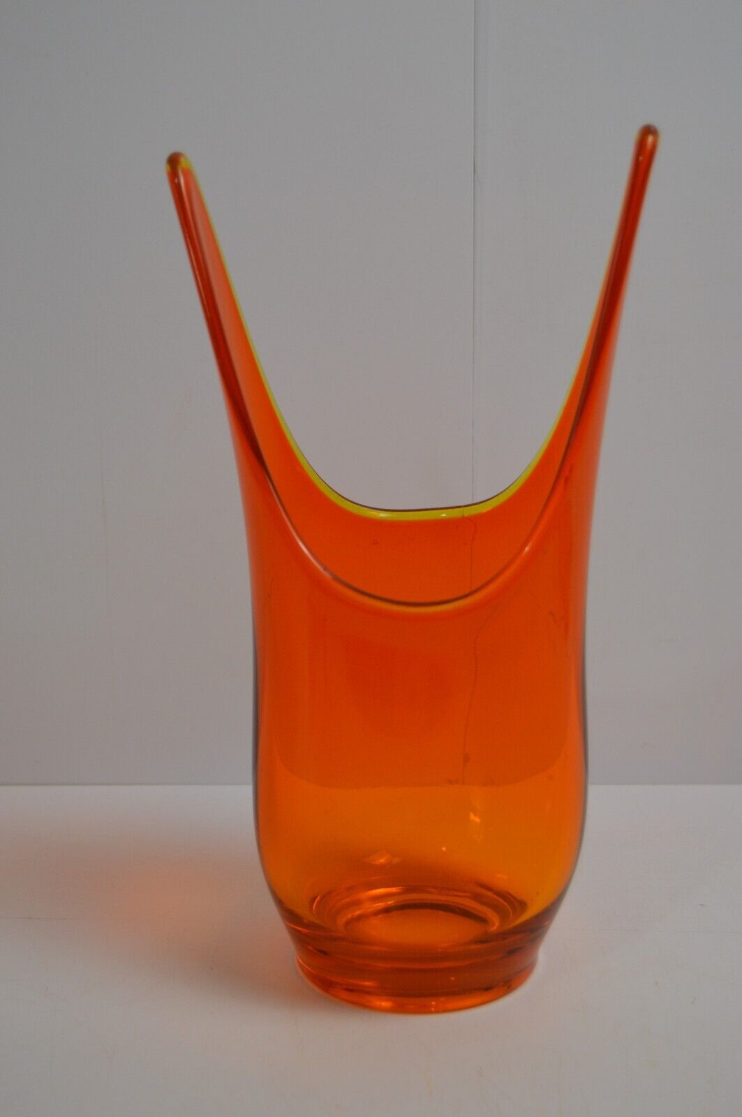 Vintage Viking Split Swung Vase Persimmon MCM Collectible Glass Orange