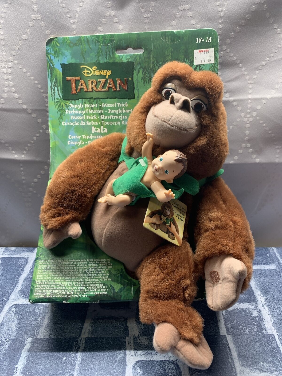 Vintage New 1998 Mattel Disney Kala Heartbeat Monkey Ape Tarzan W/Baby Plush HTF