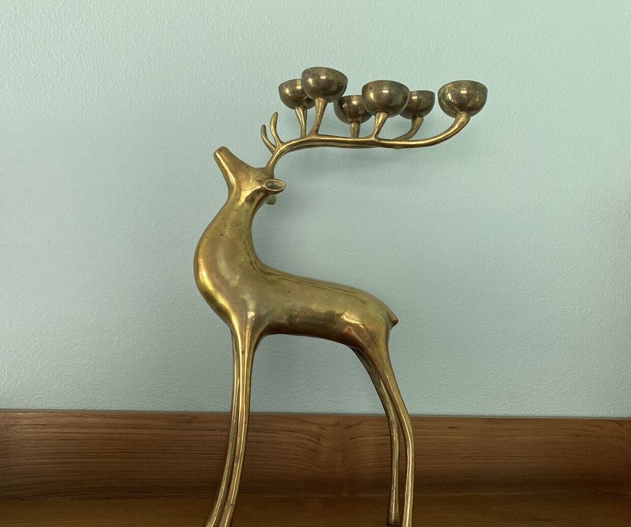 Beautiful Mid Century Brass Deer Candle Holder 16 Inches MCM