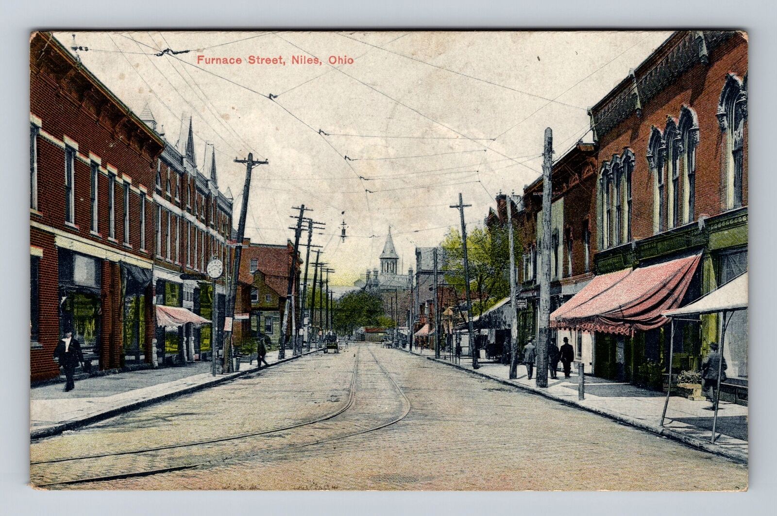 Niles OH-Ohio, Furnace Street, Main Business District, Vintage Postcard