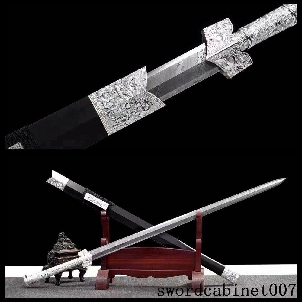 Han Jian Chinese KUNG-FU Sword Saber Damascus Folded Steel Sharp Blade