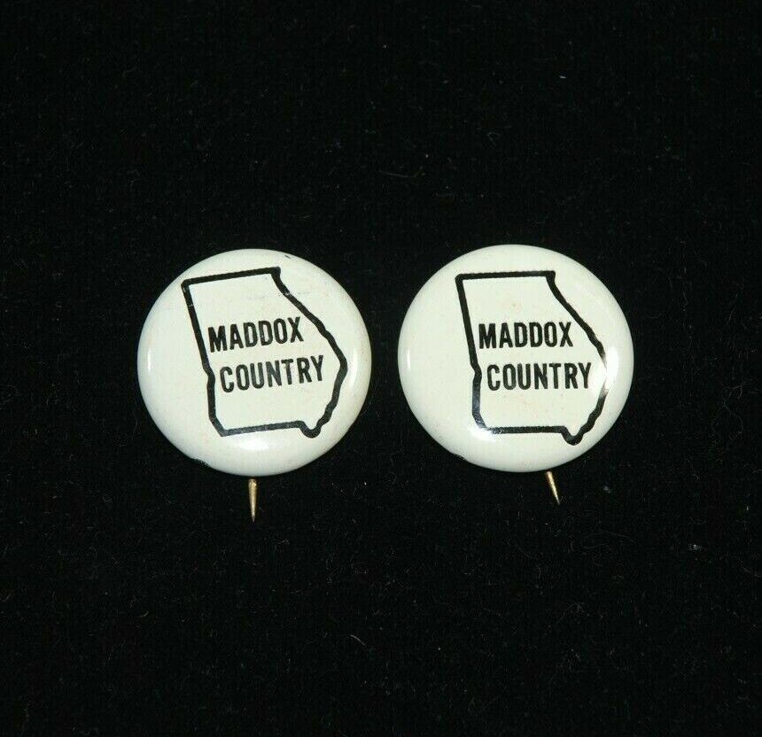 2 Lester Maddox Pin Back Buttons 70's Era