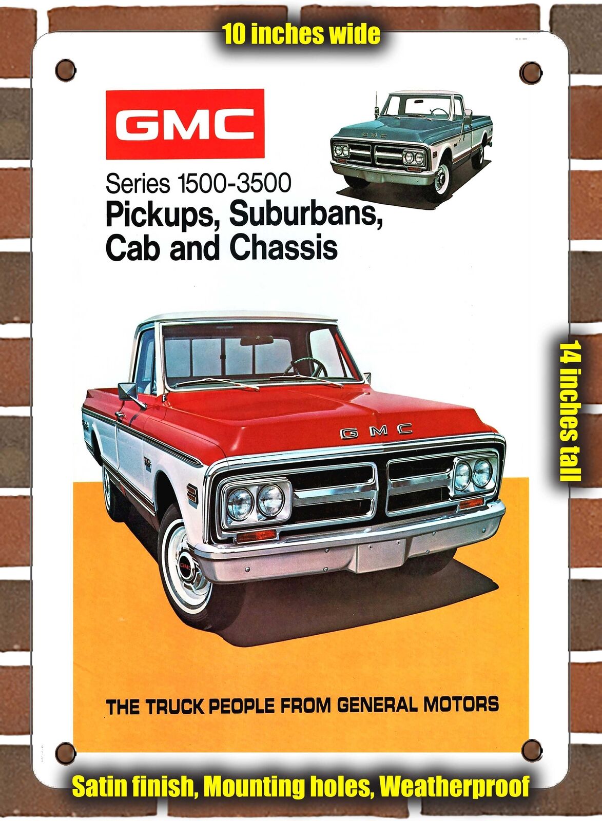 METAL SIGN - 1972 GMC Pickup Models - 10x14 Inches