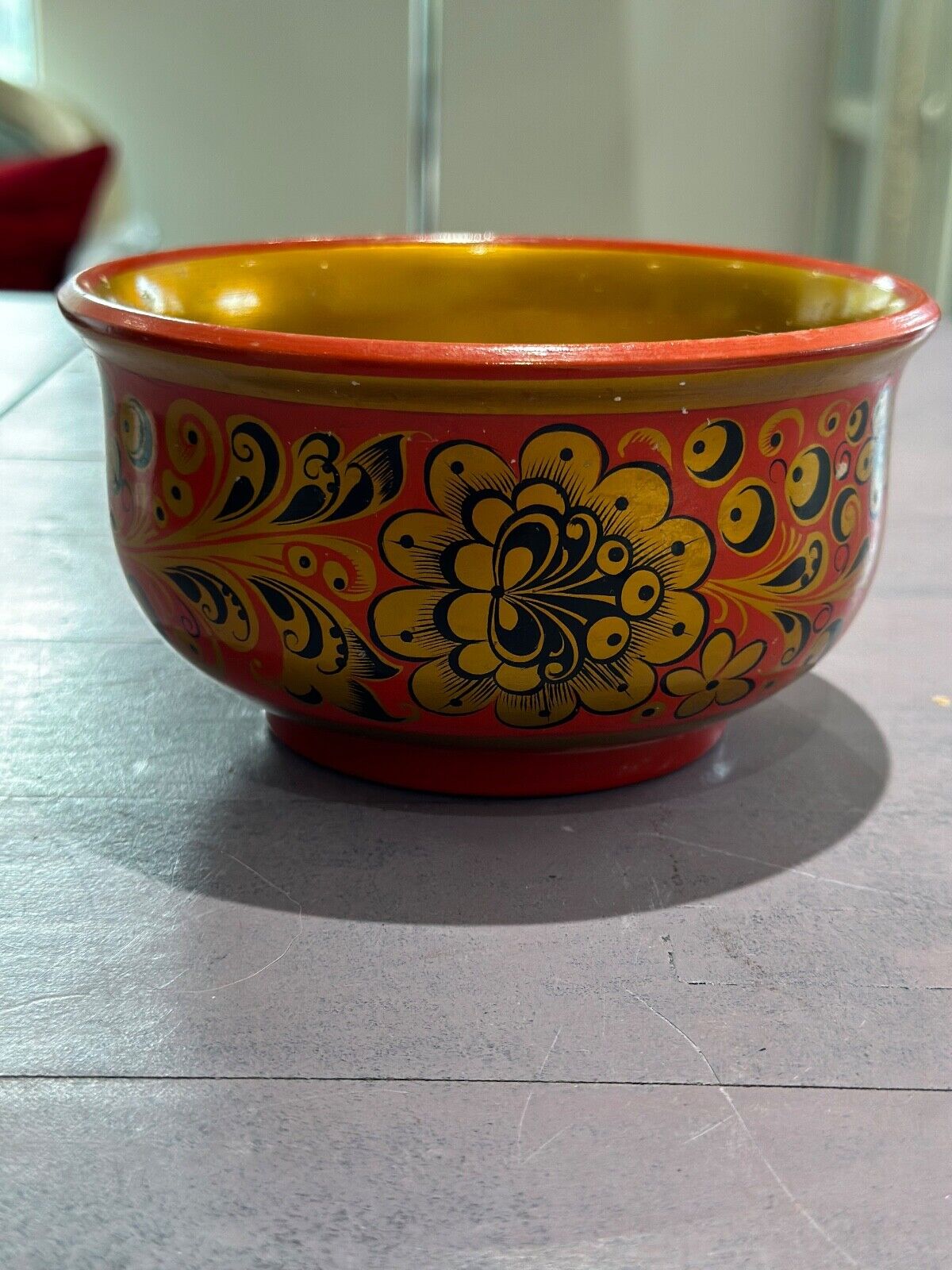 Vintage  Russian Khokhloma hand painted bowl early 70\
