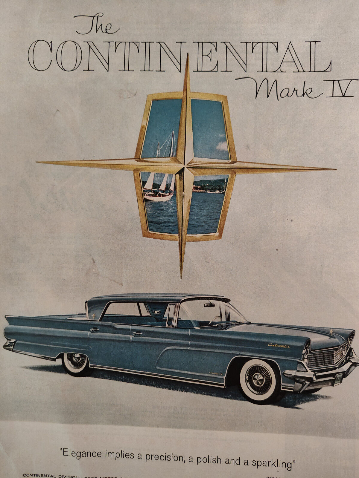 1959 Holiday Original Art Ad Advertisement Continental Mark IV Automobile