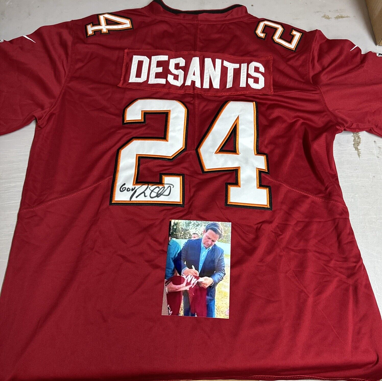 RON DESANTIS  SIGNED BUCCANEERS XL JERSEY w/Photo Proof Included 100% Authentic 
