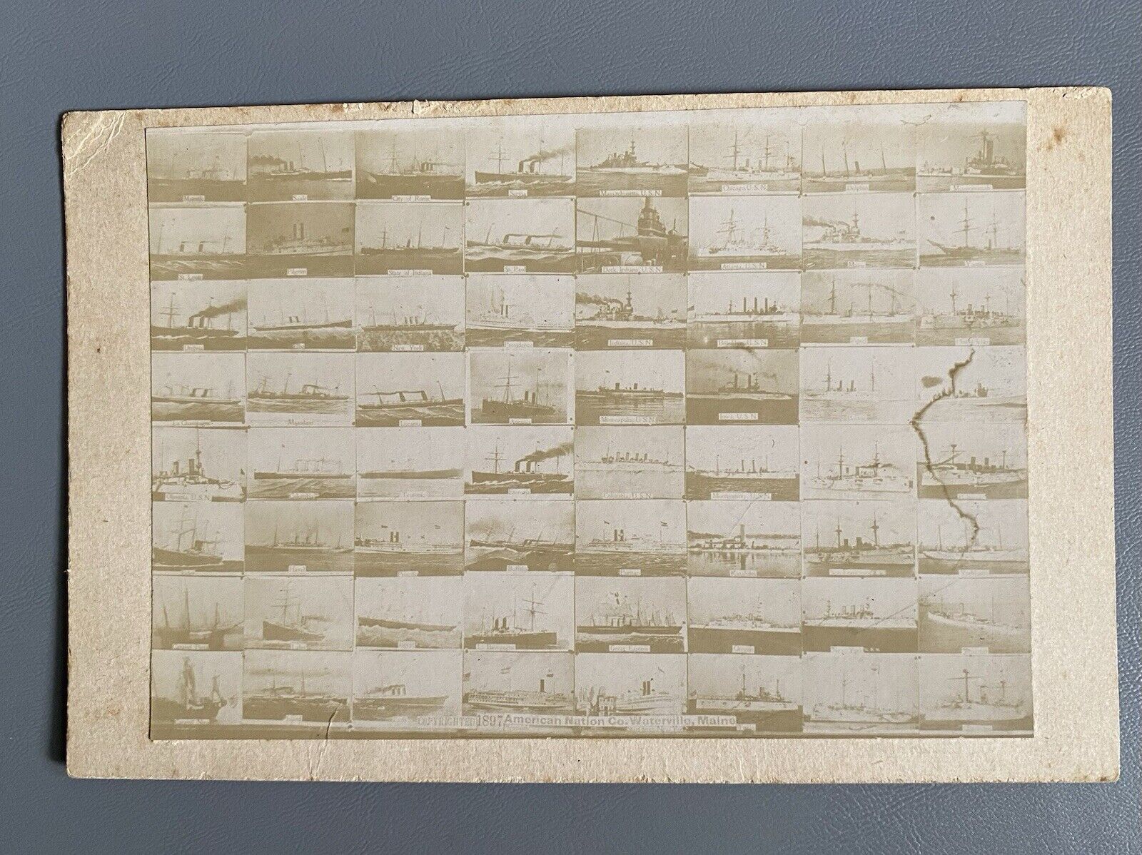 1897 USS Maine Maritime Spanish American War Ships Waterville Boat Cabinet Card
