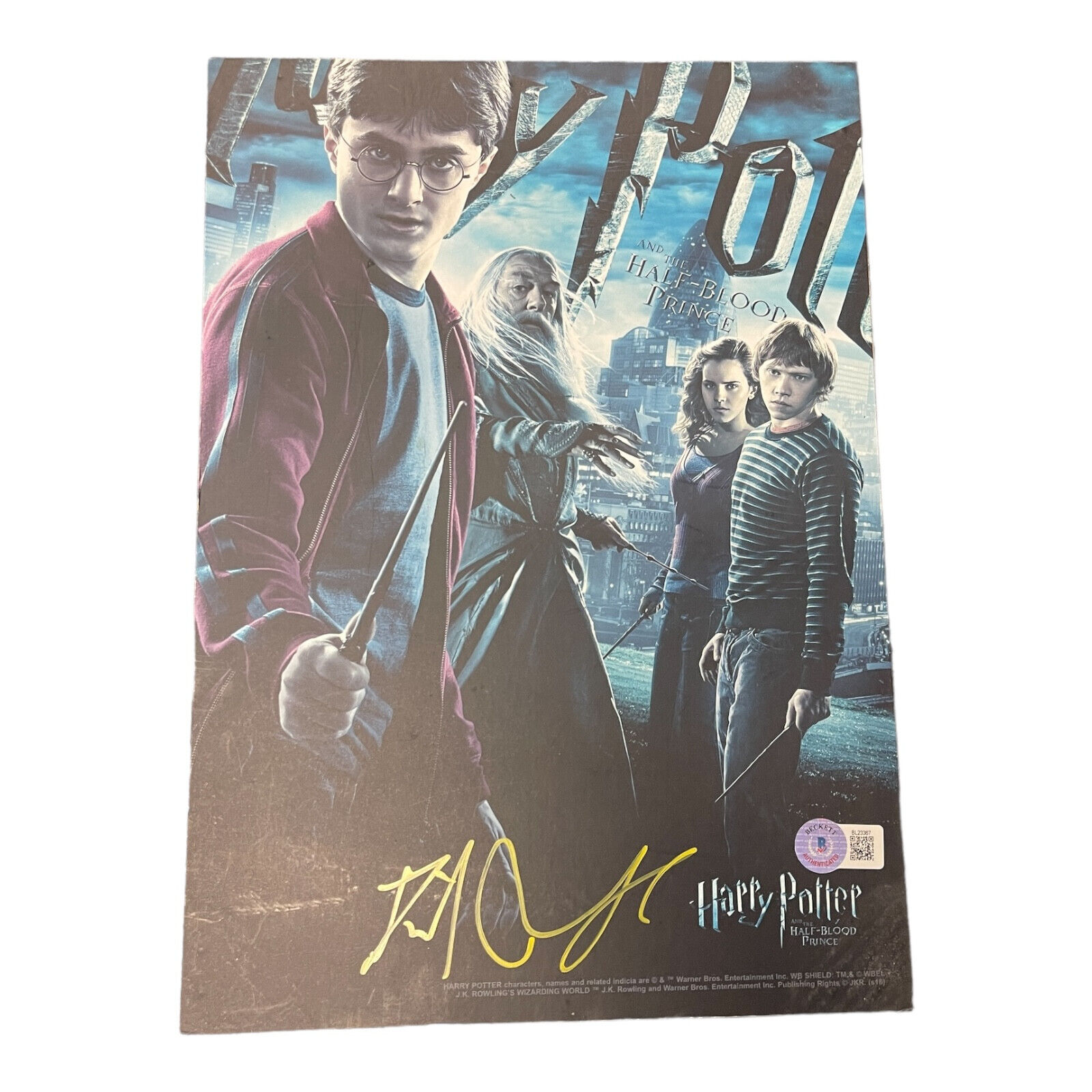 Daniel Radcliffe Signed Autograph Harry Potter 8x12 Wood Photo BAS Beckett