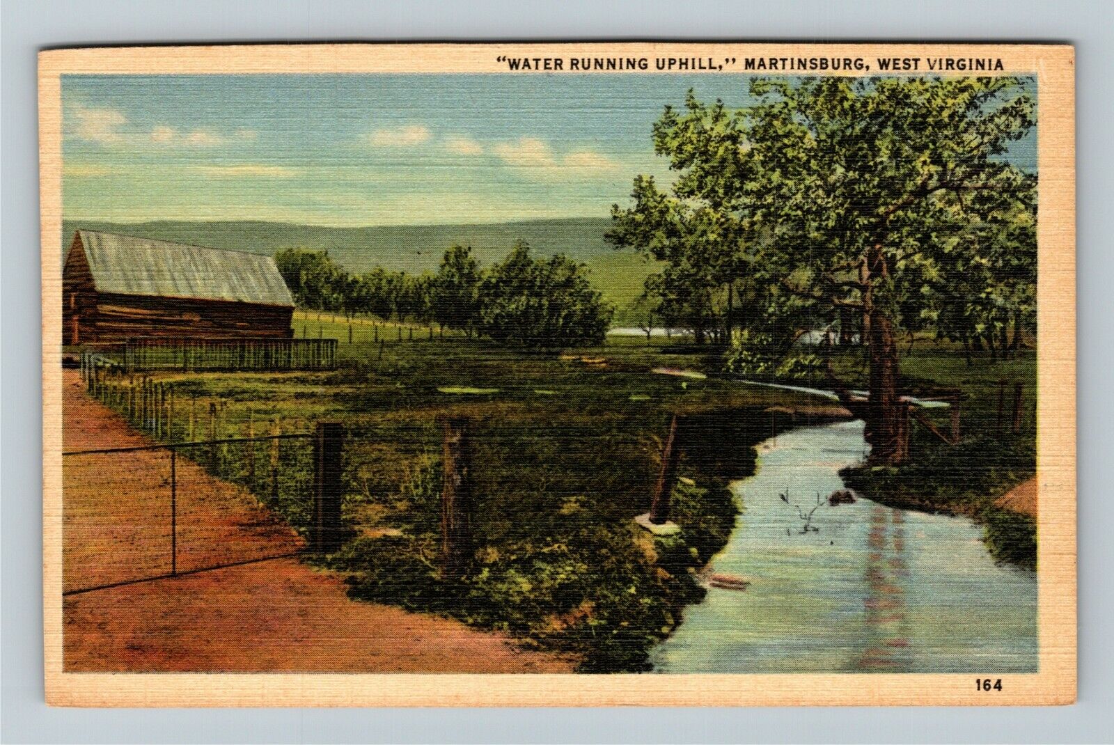 Martinsburg WV-West Virginia, Water Running Uphill, Scenic, Vintage Postcard