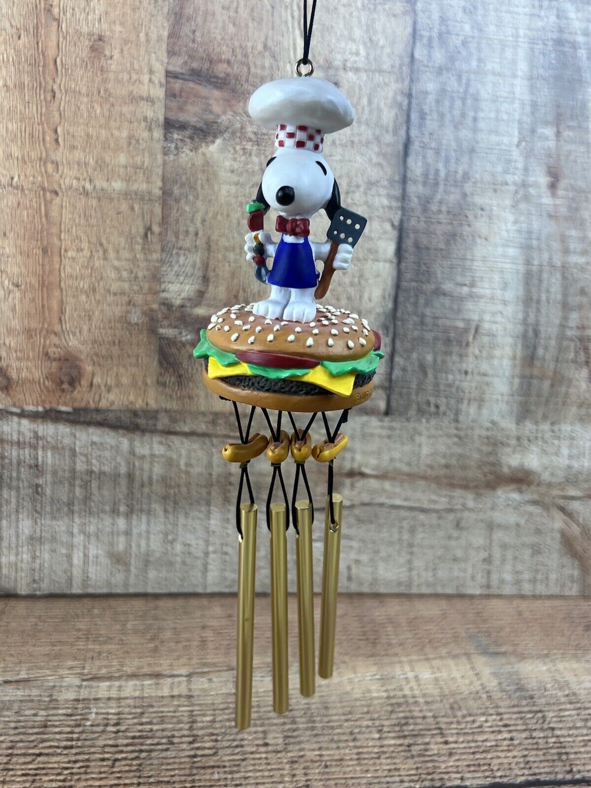 Snoopy / Peanuts Ceramic Mini Wind Chime Snoopy On Burger Grilling BBQ chef
