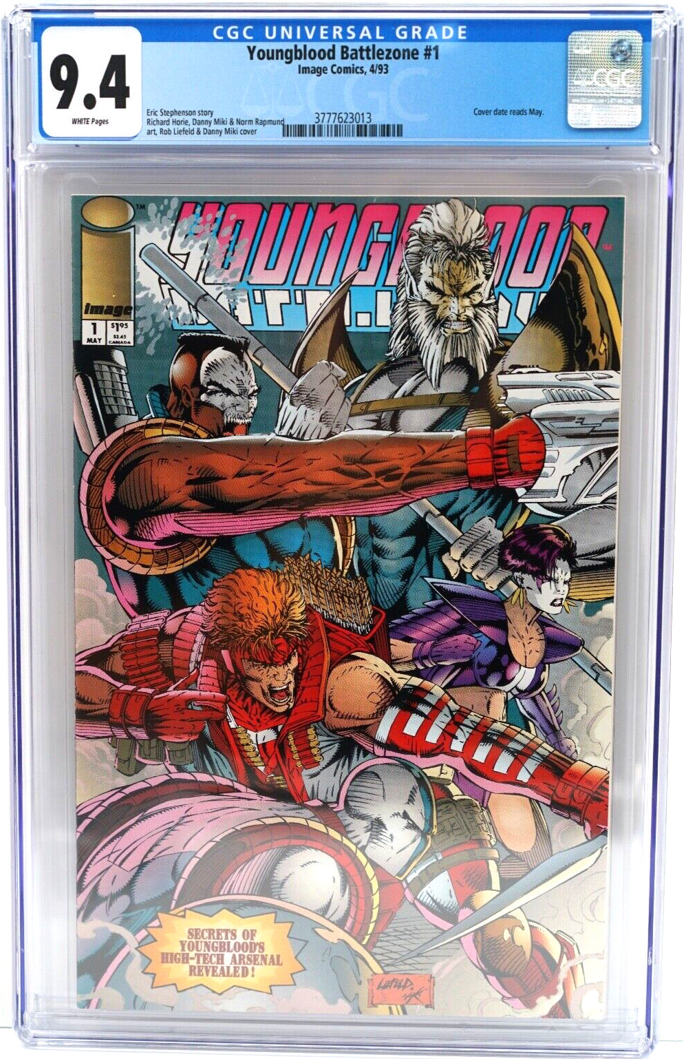 1993 Image Comics Youngblood Battlezone #1 CGC 9.4 Graded Comic Book Rob Liefeld