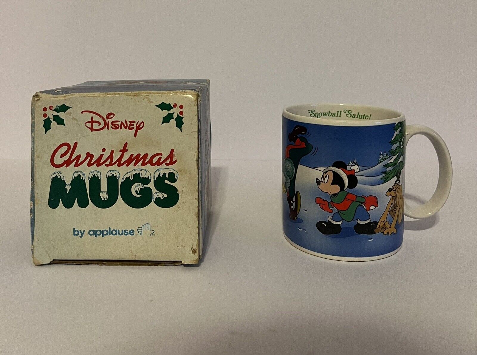 Vintage Disney 1988 Applause Mug - Snowball Salute - Goofy Pluto Mickey Cup Mug