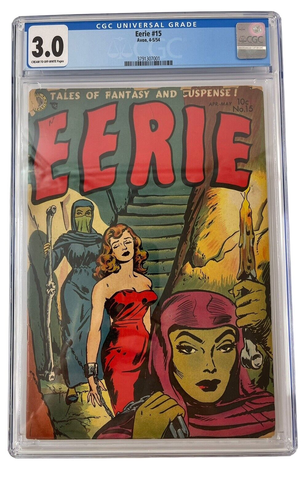 Eerie # 15 CGC 3.0 Rare Procession 1954 Avon Horror Wolfman Zombie Cream/off WHT