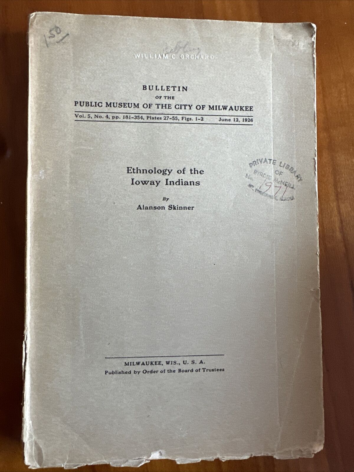 Ethnology Of The Ioway Indians By Alanson Skinner 1926 Very Rare Book