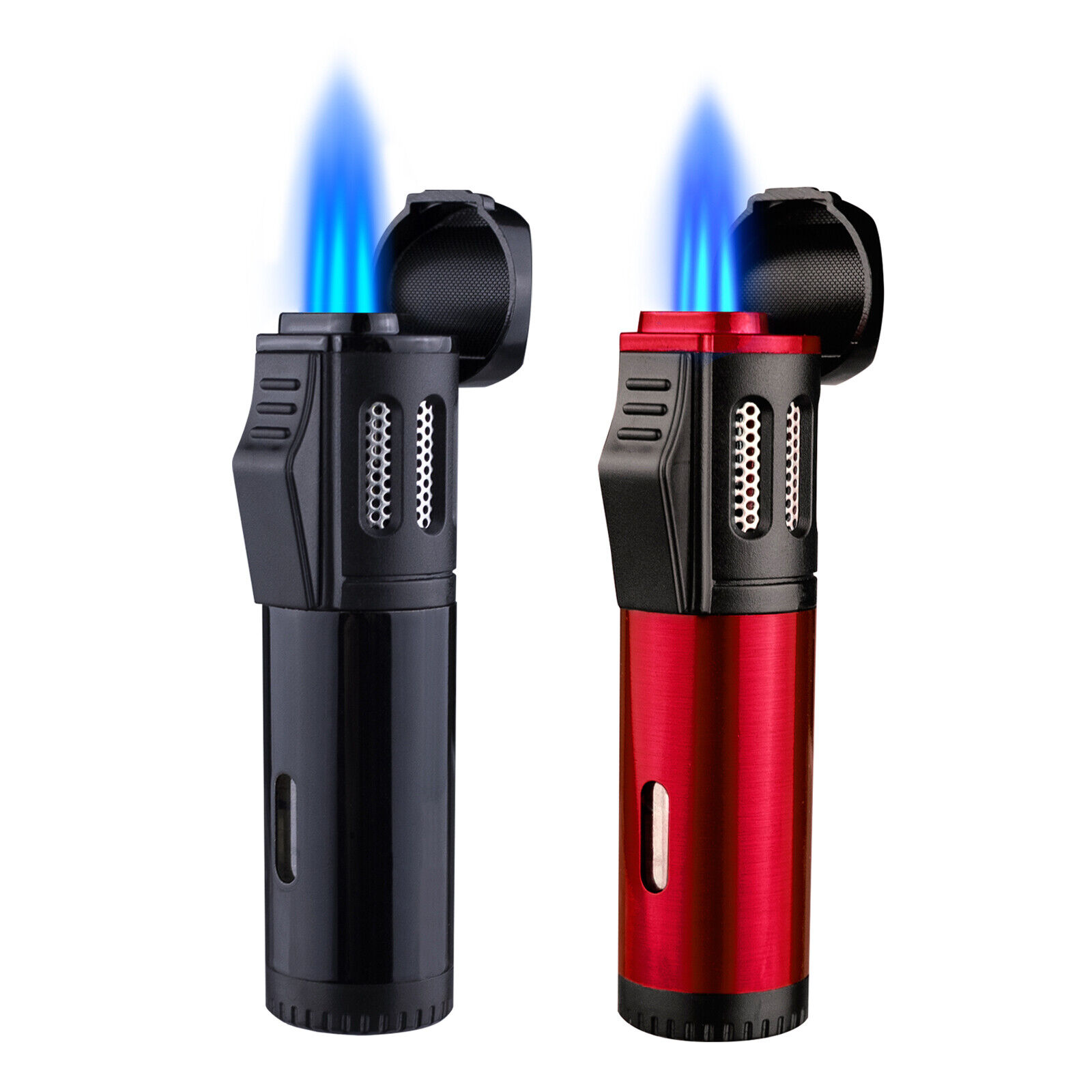 2Pcs Cigar Torch Lighters Triple Jet Flame Lighter Refillable Butane with Box