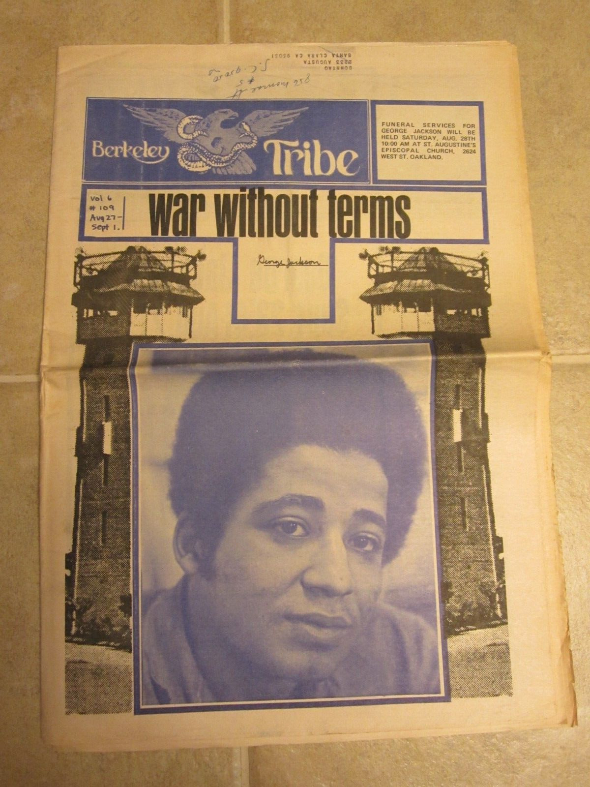 Berkeley Tribe Aug 1971 War Without Terms George Jackson Black Guerrilla Family