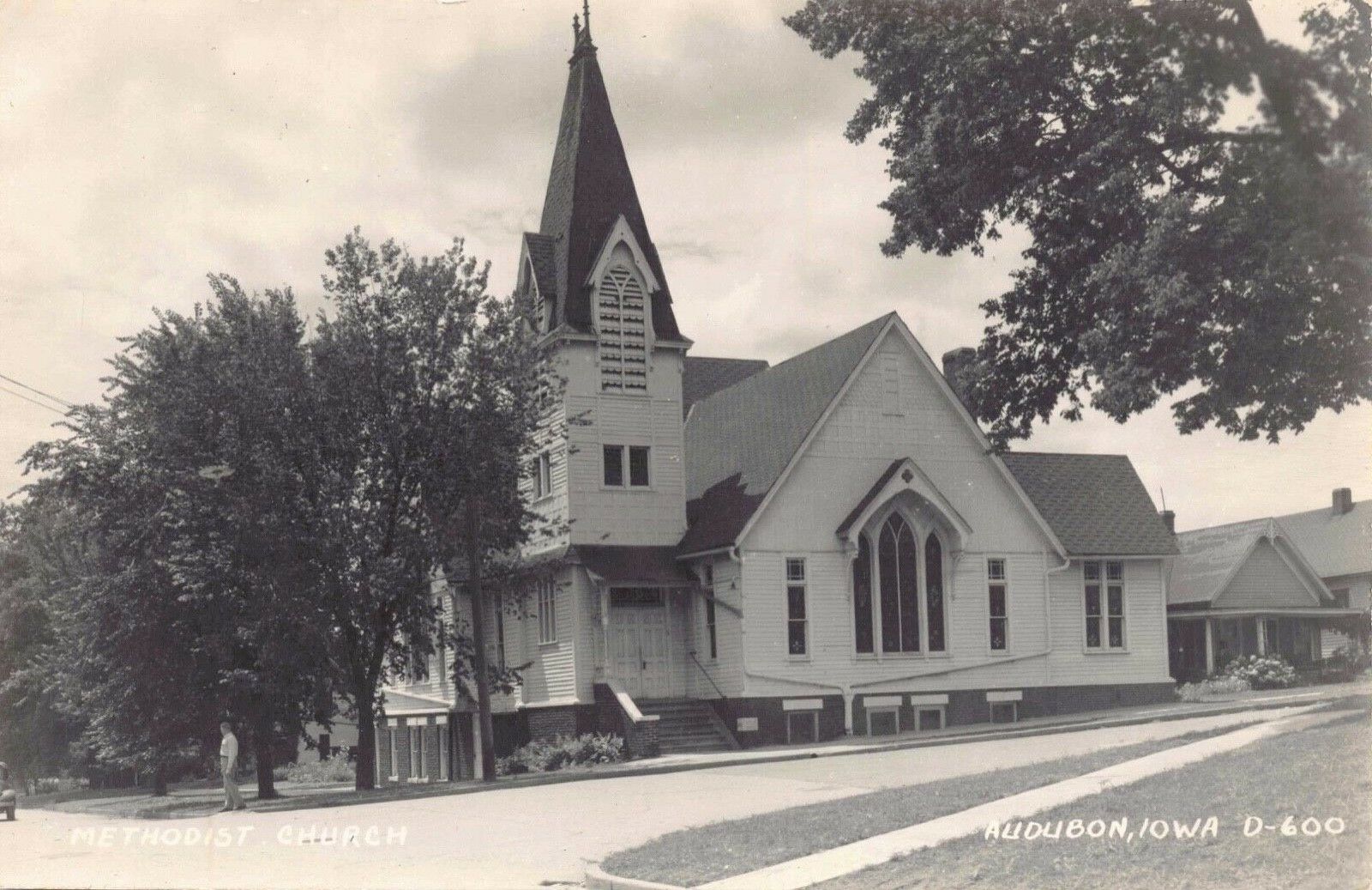 Real Photo Postcard Methodist Church in Audubon, Iowa~124276