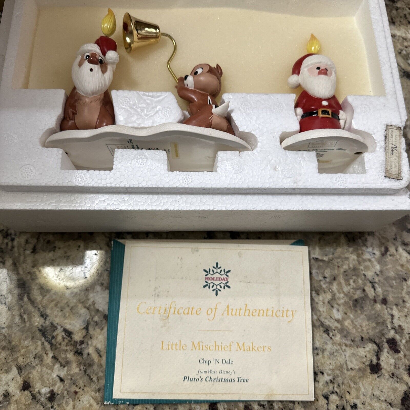 WDCC Chip N Dale Little Mischief Makers & Santa Candle Figurine With COA