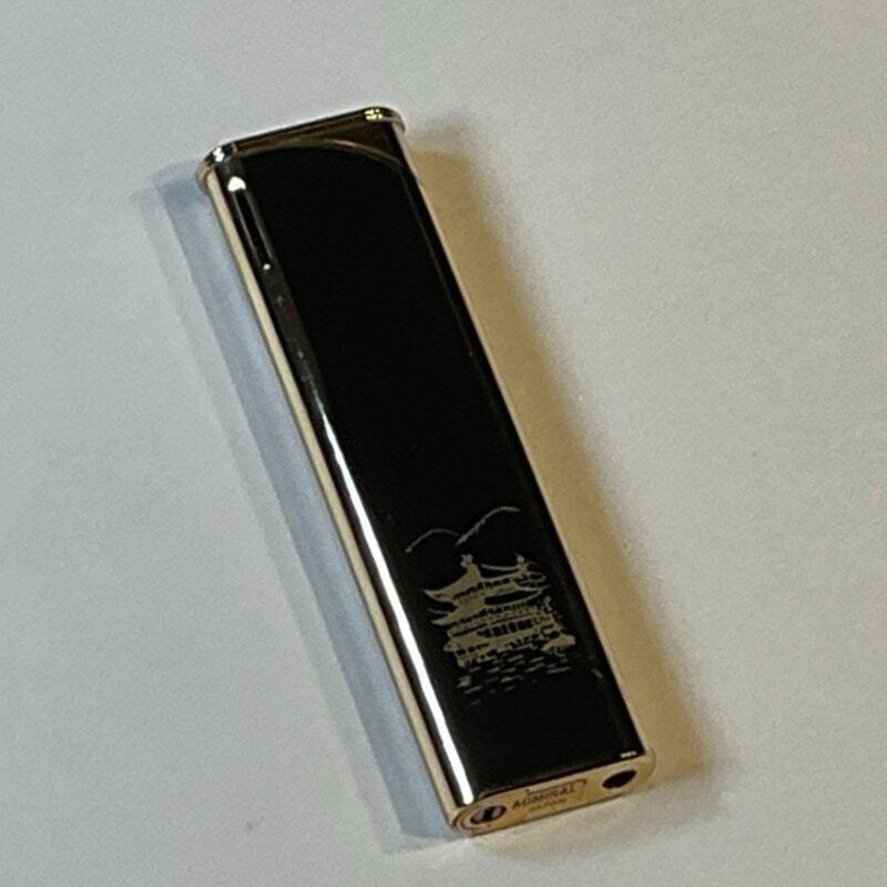 Vintage Admiral Battery Electronic Lighter Made in Japan Black and Gold 
