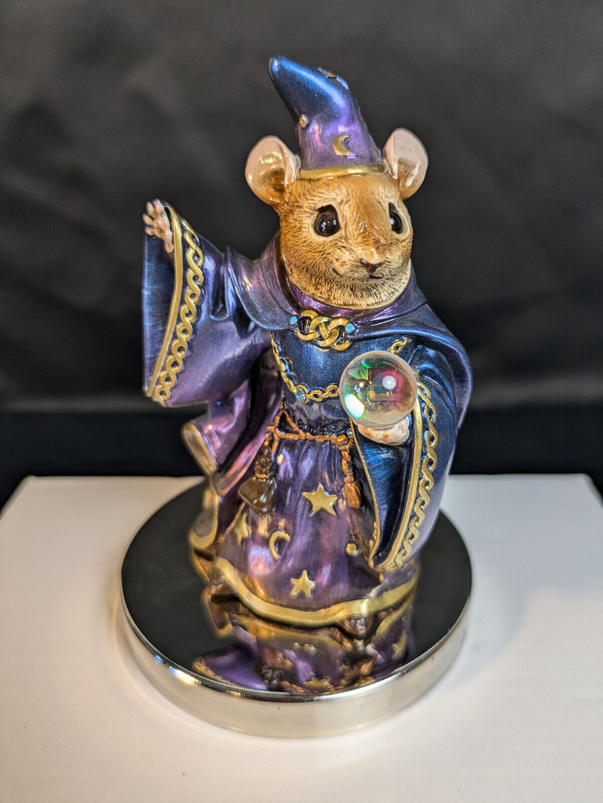 Windstone Edition Wizard Mouse, Peacock Blue Crystal, RARE, excellent condition