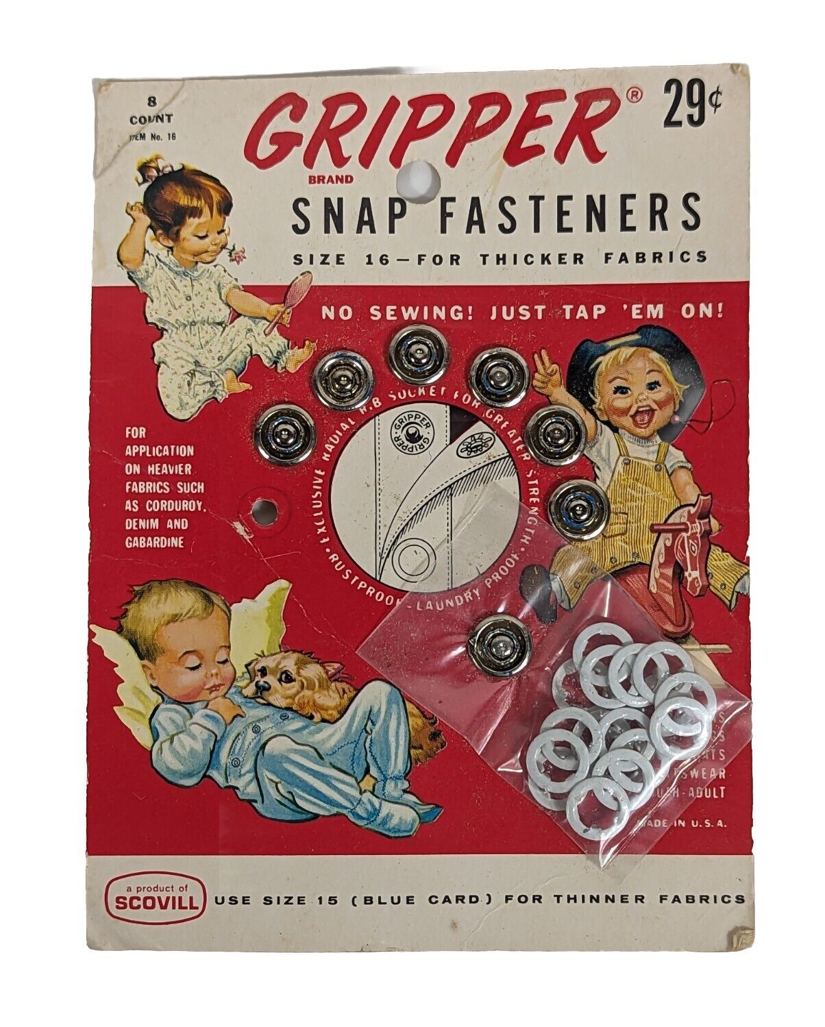 Antique Vintage Gripper Snap Fasteners Scovill Infant Toddler Pajama Hardware