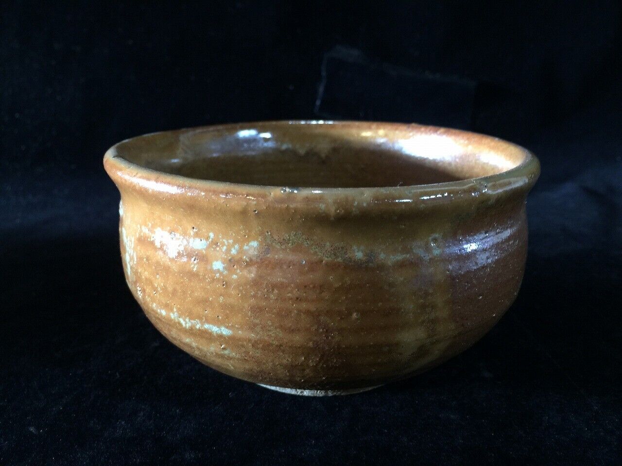Q1499 Japanese Vintage Pottery Tea Ceremony Wastewater Bowl KENSUI Brown