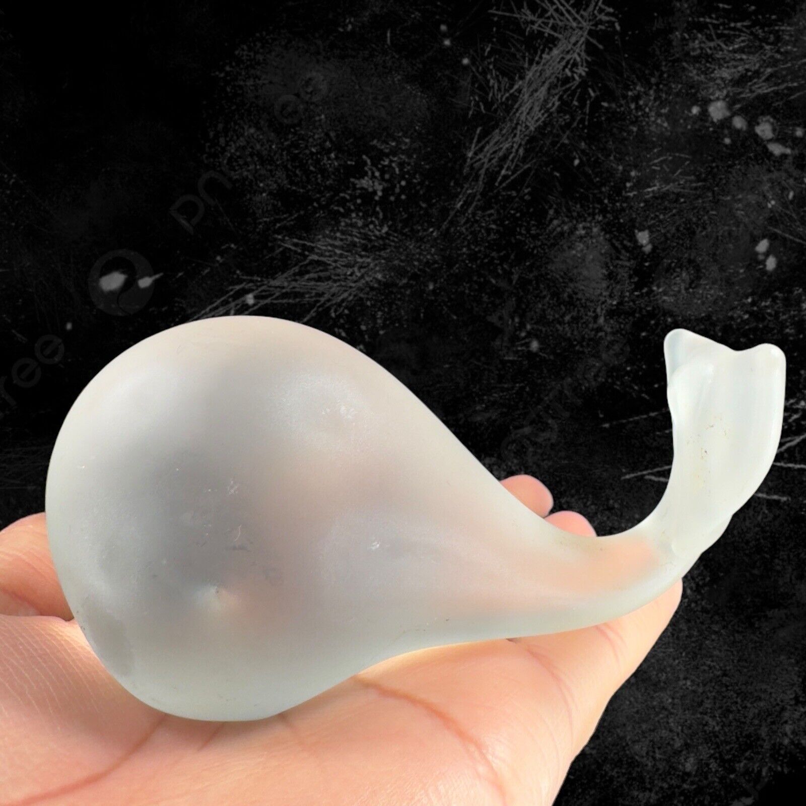 Whimsical Clear Frosted Satin Whale Fish Figurine Paperweight Glass Glass Decor