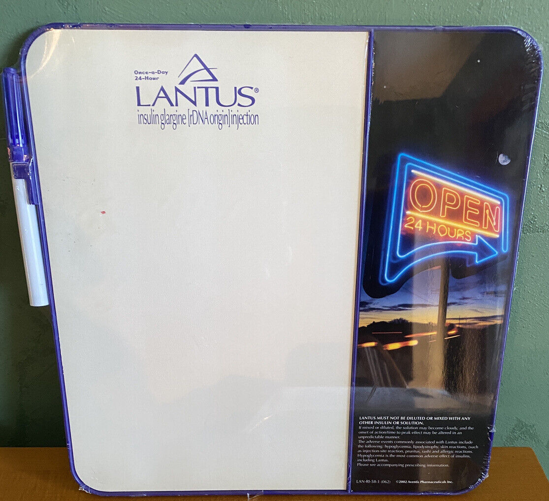 VTG LANTUS Drug Rep Pharmaceutical Collectible Advertising Dry Erase Whiteboard