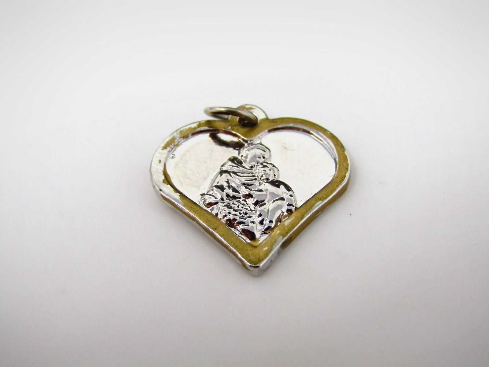 Vintage Christian Medal Charm: St. Anthony Heart Design