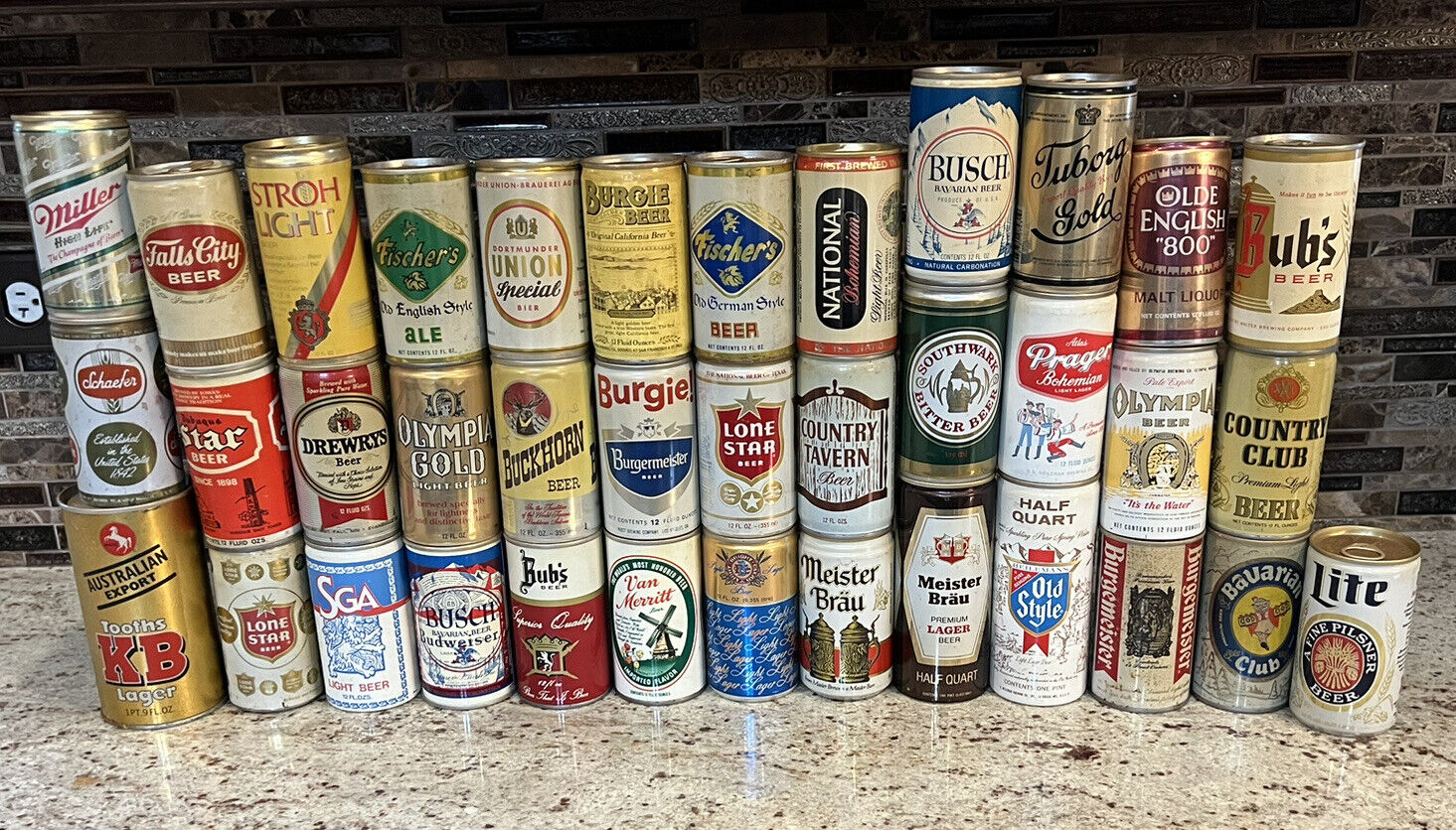 (37) Vintage Beer Collectible Burgemeister Bubs Busch Miller Empty Rare Cans