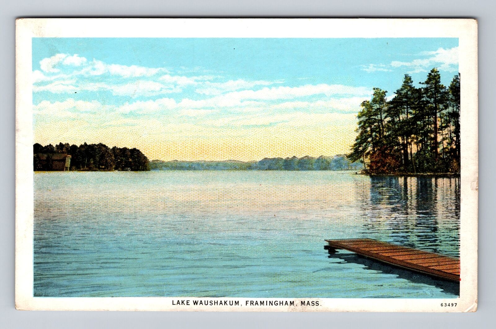 Framingham MA-Massachusetts, Scenic Views Lake Waushakum Vintage Postcard