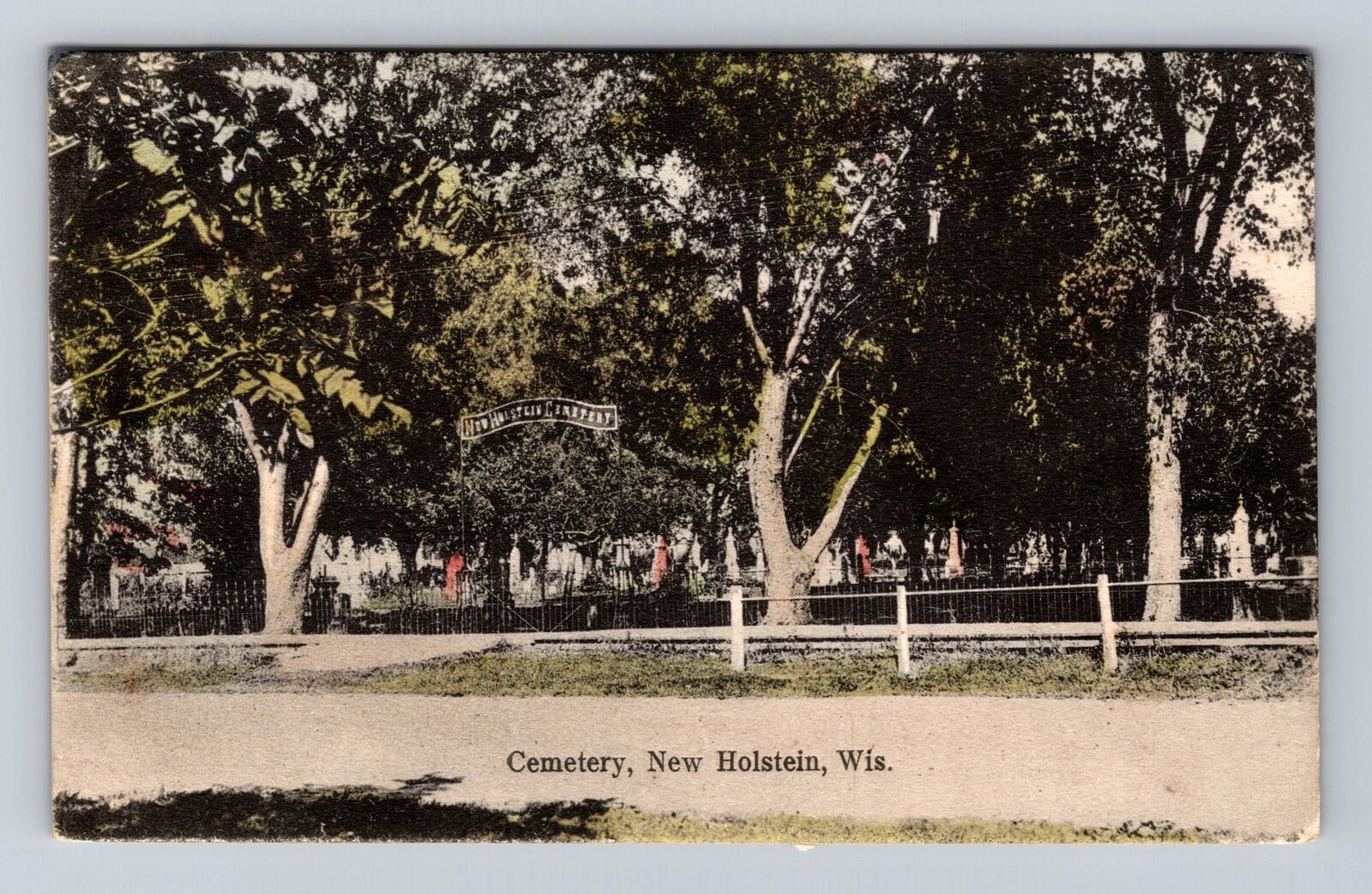 New Holstein WI-Wisconsin, Cemetery, Antique, Vintage Postcard
