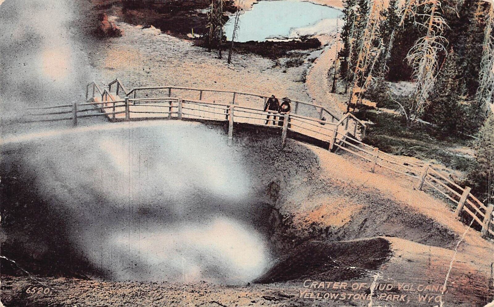Mammoth Hot Springs WY Wyoming Yellowstone Crater Of Mud Volcano Vtg Postcard Z4