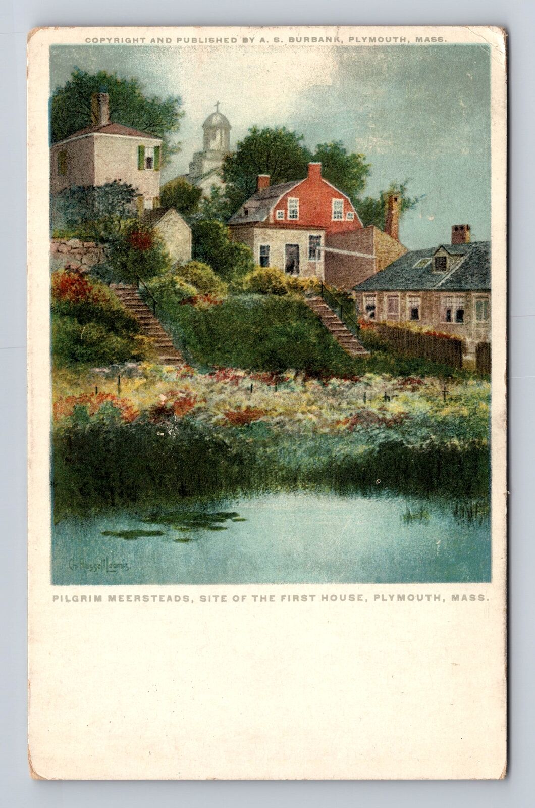 Plymouth MA-Massachusetts, Pilgrim Meersteads First House Vintage c1932 Postcard